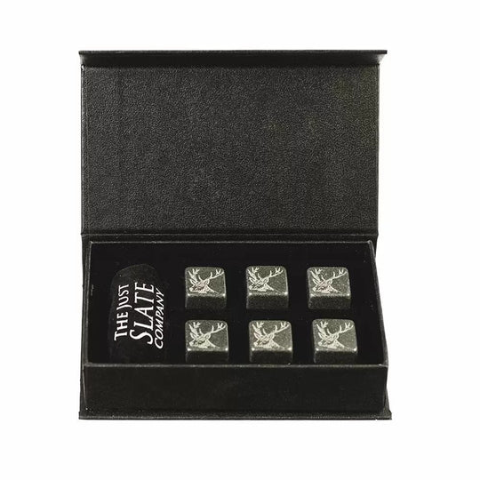 Just Slate Company – Whisky Stones – Engraved Stag – Gift Set - Mood4whisky