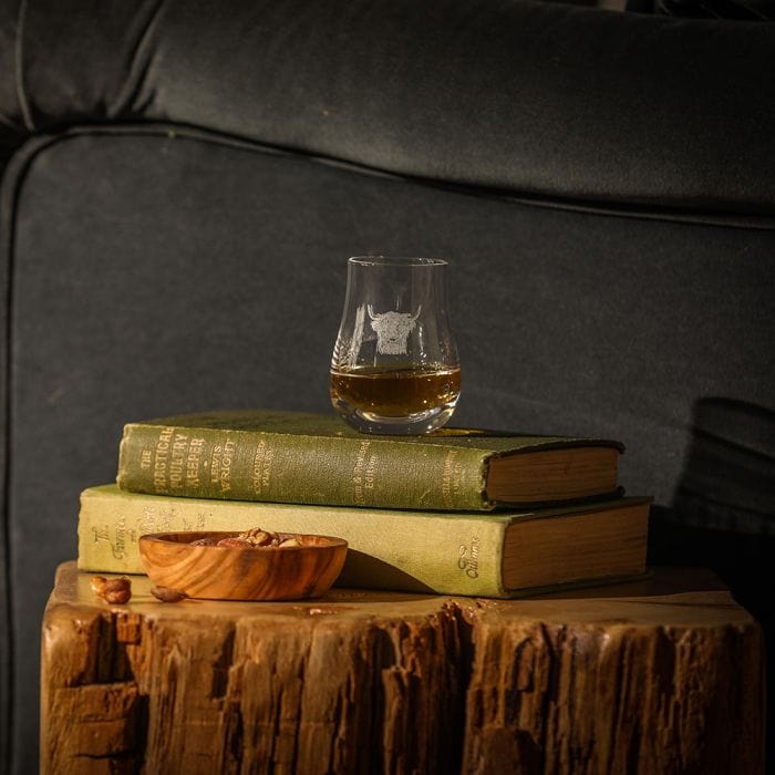 Just Slate Company – Whisky Tasting Glass – Engraved Highland Cow - Mood4whisky