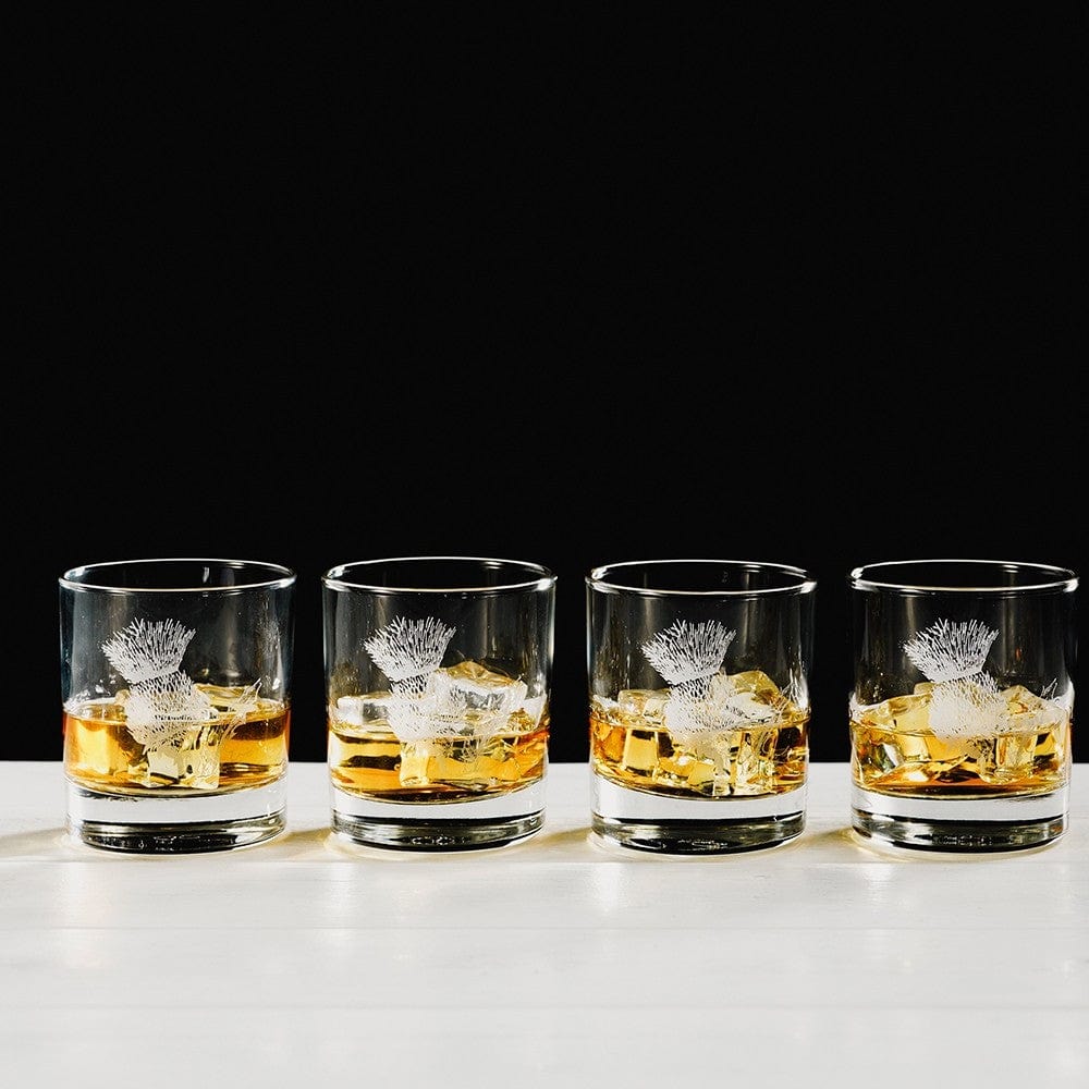 Just Slate Company – Whisky Tumblers – Engraved Thistle – Set of 4 - Mood4whisky