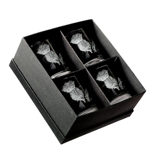 Just Slate Company – Whisky Tumblers – Engraved Thistle – Set of 4 - Mood4whisky