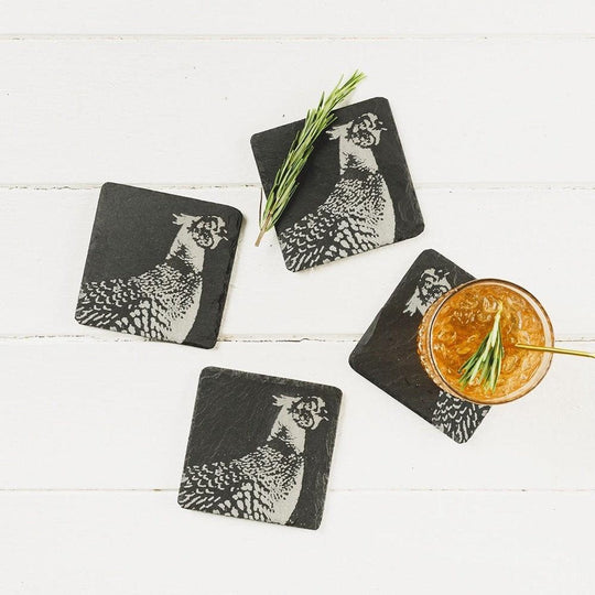 Just Slate – Pheasant Coasters – Handcrafted Slate – Set of 4 - Mood4whisky
