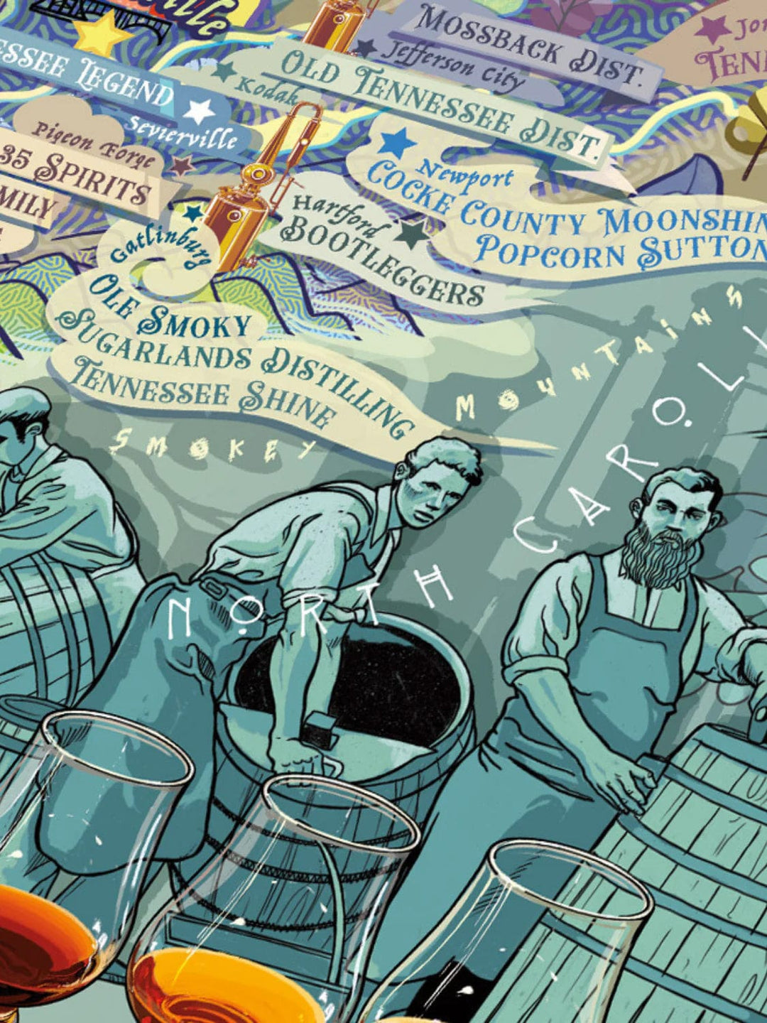In this photo Whisky Puzzle Kentucky & Tennessee - 1000 pieces - 14+ - Water & Wines Sweden Mood4whisky